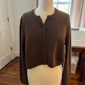 Aritzia Wilfred GUC Cashmere Brown Women's Cropped Cardigan Sweater
